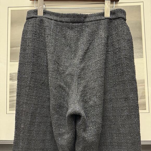 Chanel Uniform Tweed Pants Cotton Blend Tweed Wide-Leg Trousers Black Size 42 - Picture 15 of 16